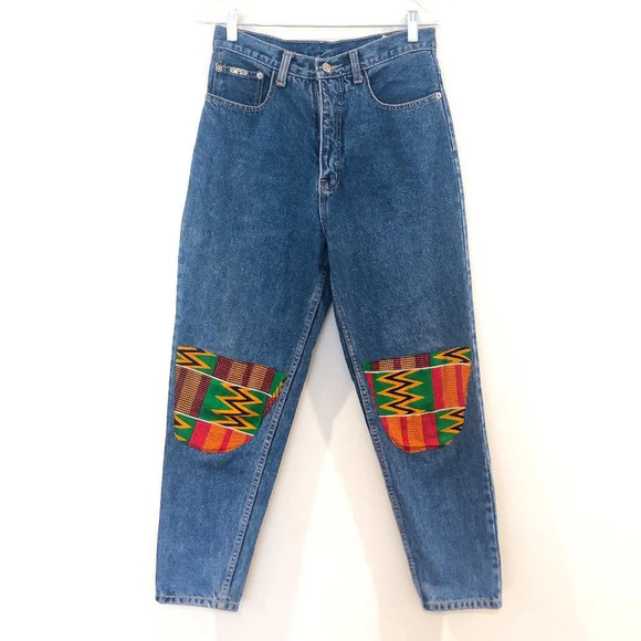 VINTAGE Texwood Patchwork Straight Leg Denim Jeans - Picture 1 of 11